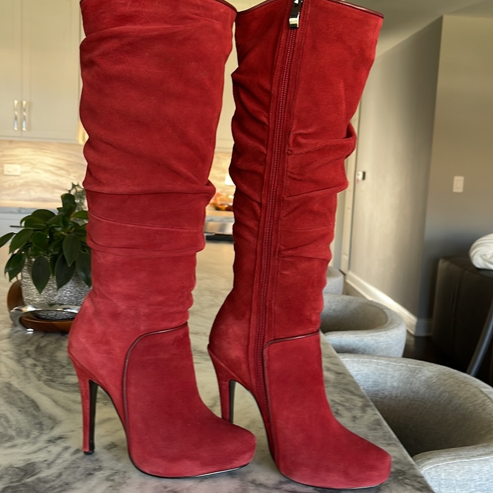Luichiny ruched suede knee platform boots US 7 - Picture 12 of 12
